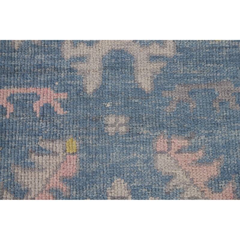 Vegetable Dye Floral Oushak Turkish Runner Rug Handmade Wool Carpet - 3'2"x 16'0"