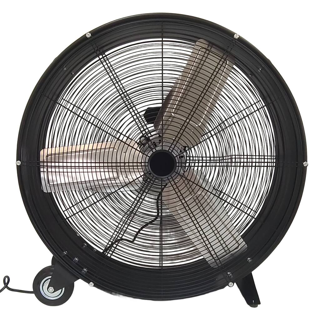 30in High Velocity Drum Fan, 2 speed, Heavy-duty Metal Construction, Pure Copper Wiring Motor, Powerful Airflow, Aluminum blades