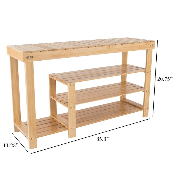 Bamboo Shoe and Boot Rack Bench Seat with 3 Tiers by Lavish Home