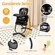 preview thumbnail 29 of 47, Multifunctional Folding Baby High Chair with Rolling Wheels and Adjustable Height - 40" x 23" x 36"-43.5"(L x W x H)