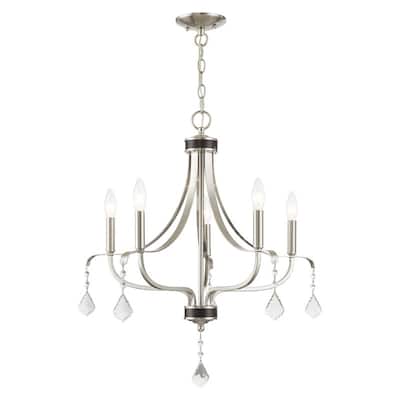 Livex Lighting 5-light Brushed Nickel Mini Chandelier, 40785-91 - 24" DIA X 26.5" H