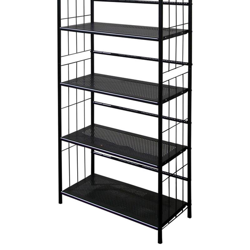64" Tall 5-Tier Corner Metal Bookcase / Book Shelf - Black