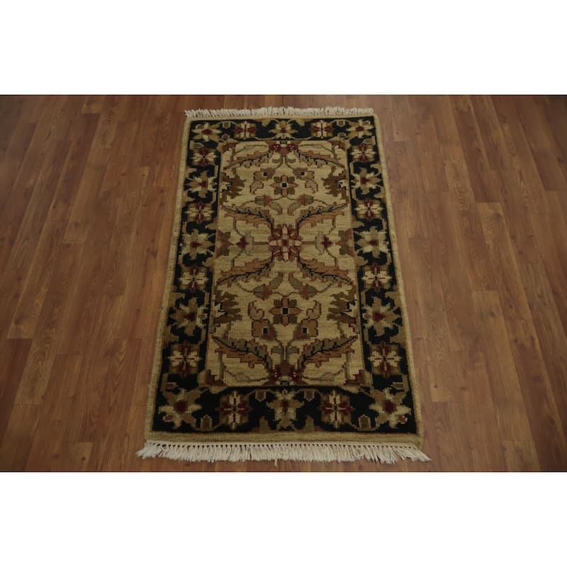 Hand Knotted Oriental 100% Wool Carpet Traditional Floral Beige & Ivories Agra Area Rug - 4' 2'' X 2' 6''
