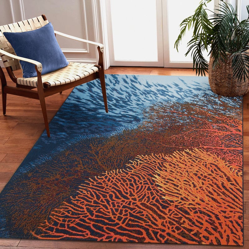 Liora Manne Marina Coral Indoor/Outdoor Rug - 7'10" x 9'10" - Ocean