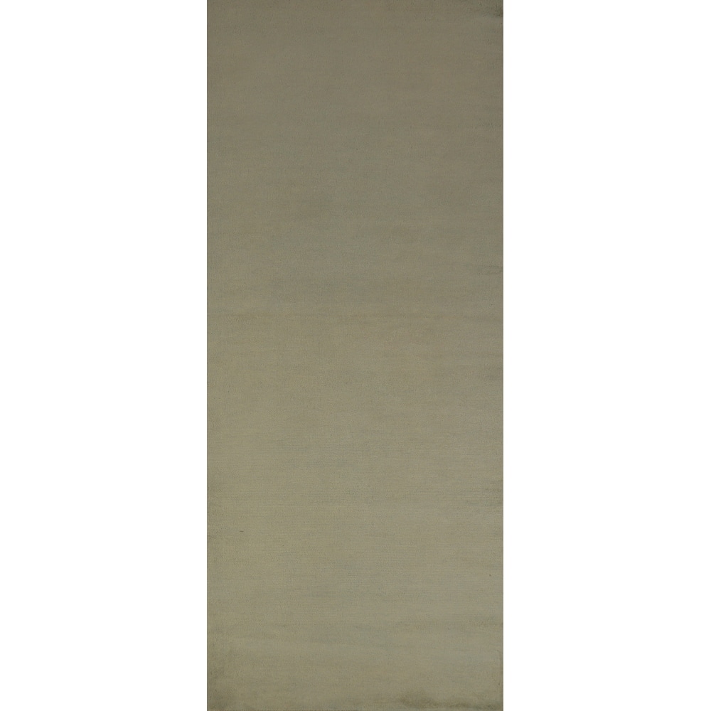 Hand Knotted Oriental 100% Wool Carpet Modern Solid Green Gabbeh Runner Rug - 9' 8'' X 3' 2''