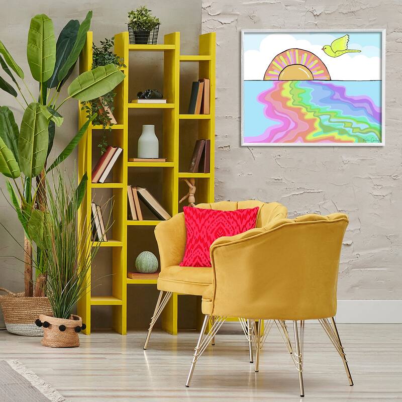 Stupell Swirling Rainbow Sea Reflection Framed Giclee Art Design By Katie Conley