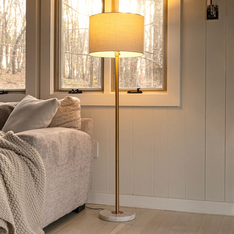 June 65" Adjustable Metal/Marble LED Floor Lamp by JONATHAN Y - 57-65" H x 15" W x 15" D