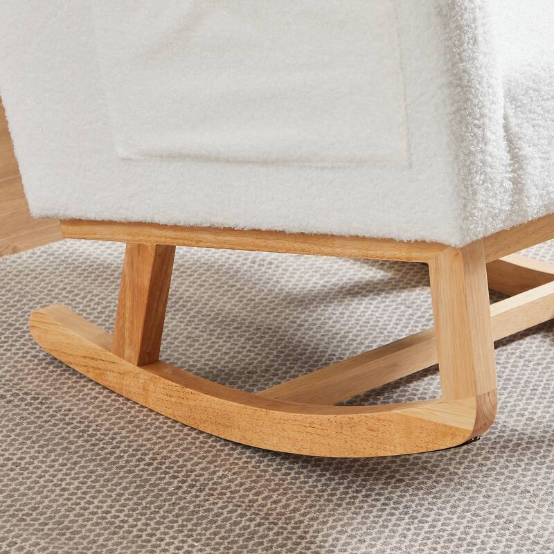 20" Seat Wide Fabric Rocking Chair with High Backrest and Two Side Pockets