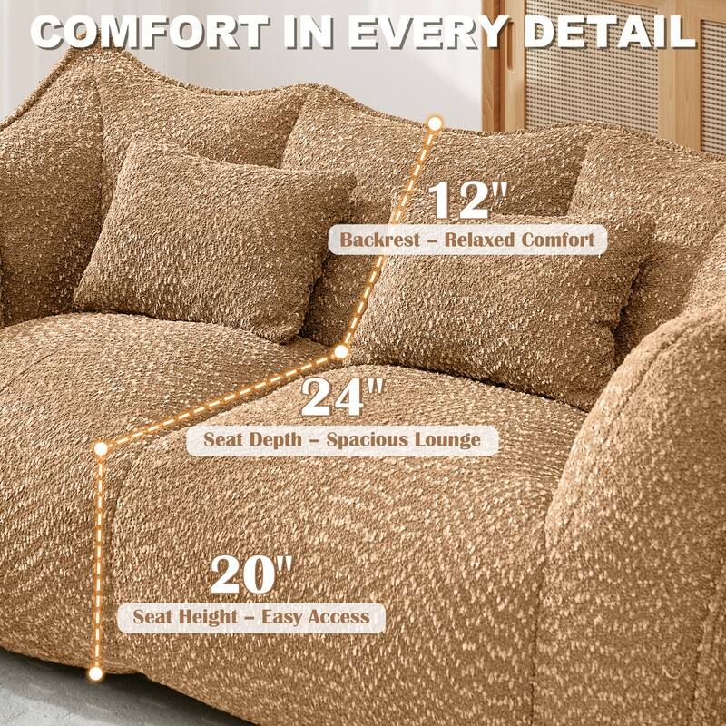 Rossetta Soft Comfortable Square Beanbag Chair with Armrests
