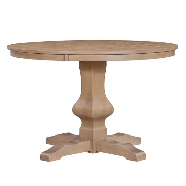 Solid Wood Round Dining Table with Pedestal Base Rustic Design Seats 4 ...