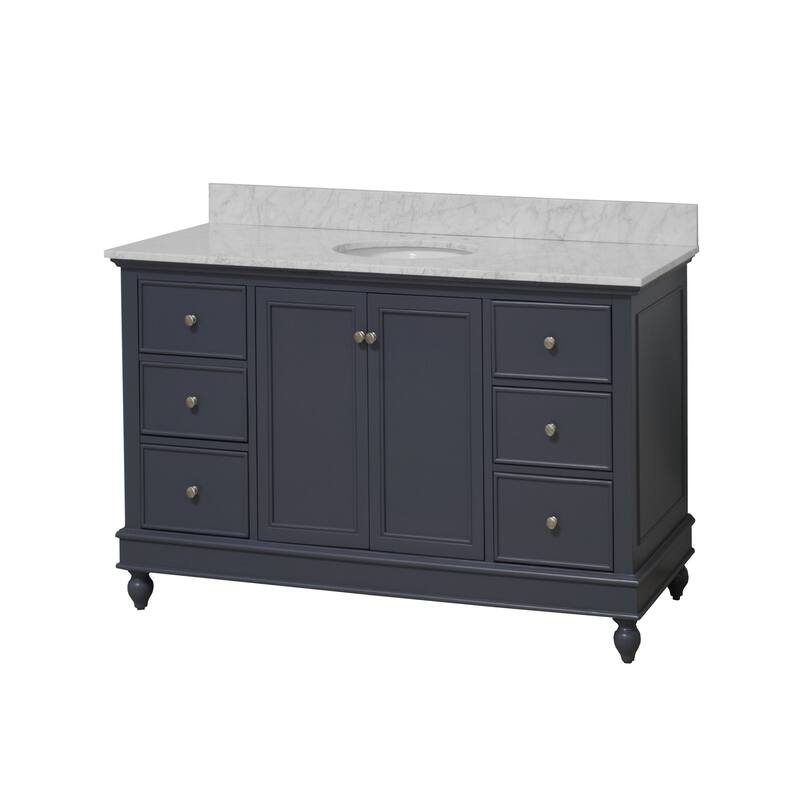 KitchenBathCollection Bella 60" Single Bathroom Vanity with Carrara Marble Top