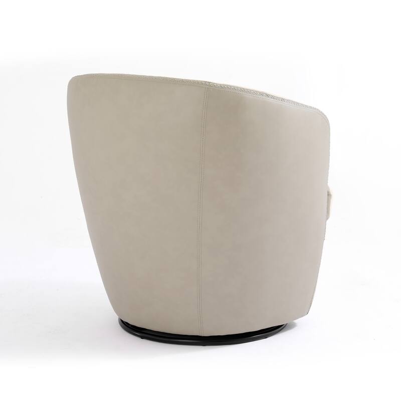 Modern Upholstery Barrel Swivel Chair Faux Leather