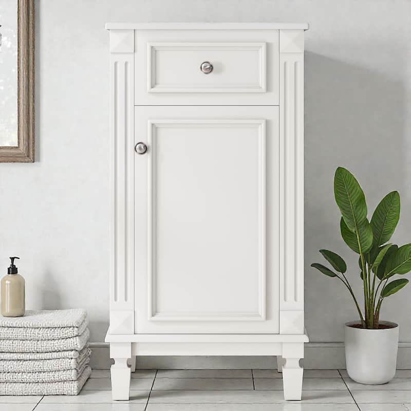 18" French Style Bathroom Vanity with Ceramic Sink, Freestanding Single Vanity with Soft-Close Door