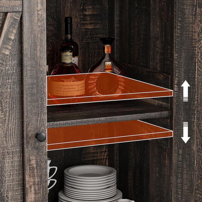 Farmhouse Buffet Cabinet with Doors and Shelves - 15.7"D x 30"W x 31.5"H