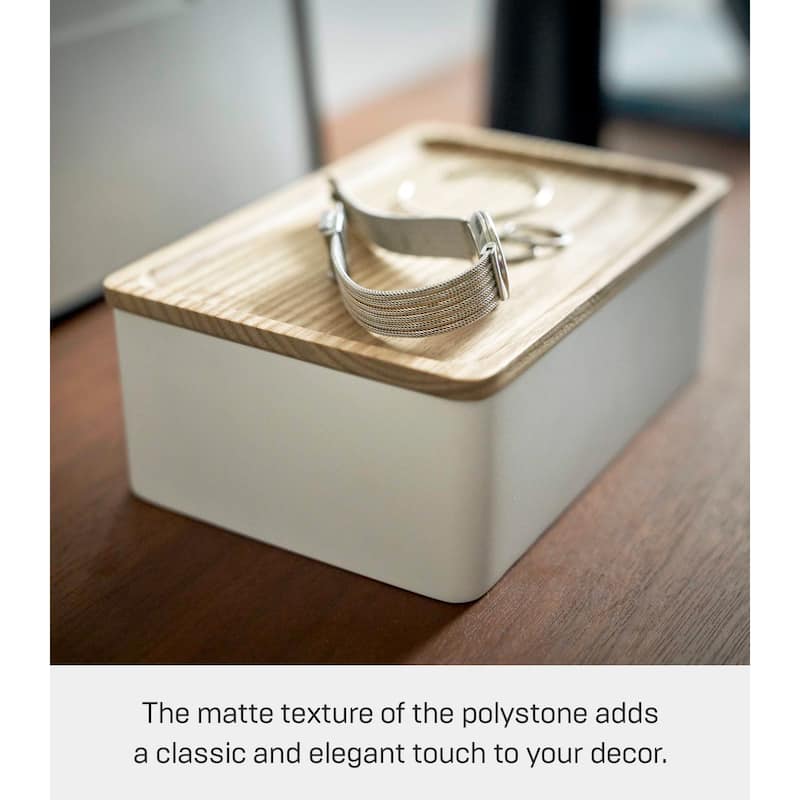 Yamazaki Home Accessory Box, Polystone, Lid - L 4.92 x W 7.28 x H 2.76 inches