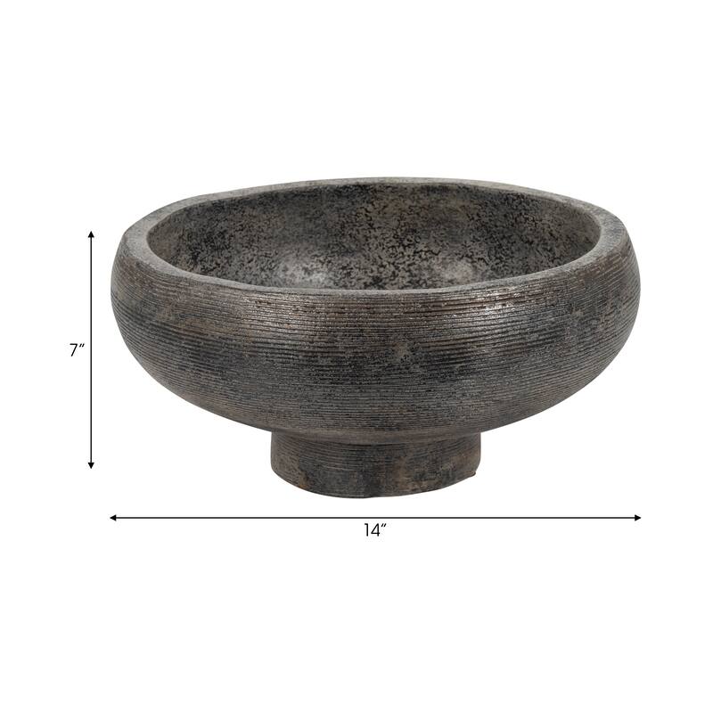 Sagebrook House Terracotta, 14" Etched Bowl On Stand, Multi, Round, 7"H, Solid Color - 14" x 14" x 7"