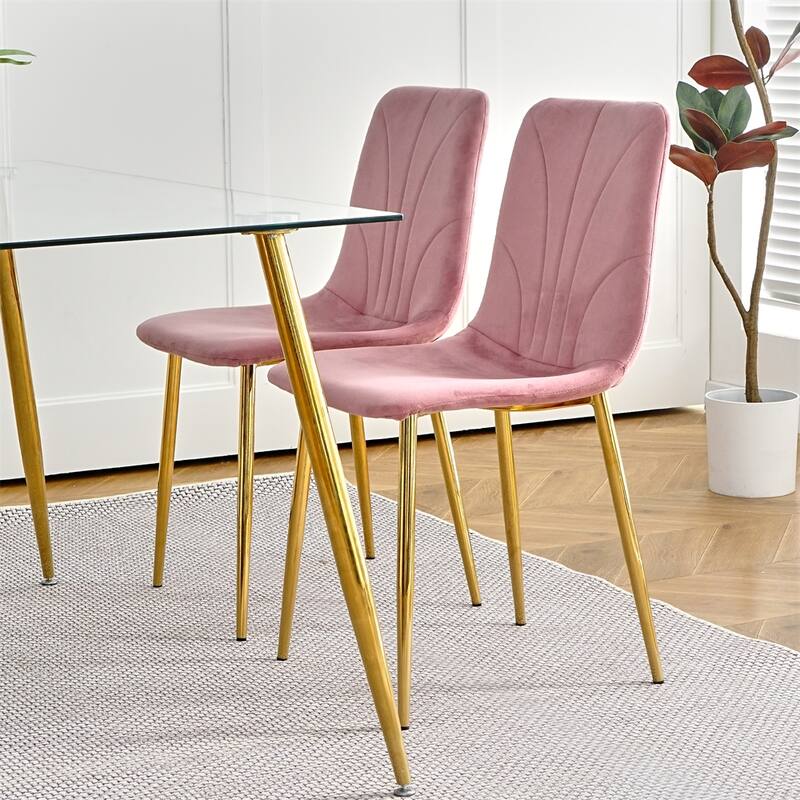 Modern Dining Chair with Gold Metal Legs (Set of 4)