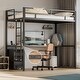 preview thumbnail 3 of 6, Metal Twin Size Loft Bed with Desk and LED Light, Power Outlet