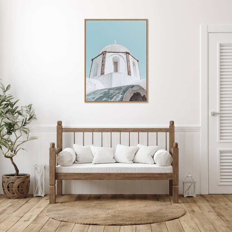 Santorini Church by Bella Eve Framed Canvas Wall Art Print - Sylvie Natural