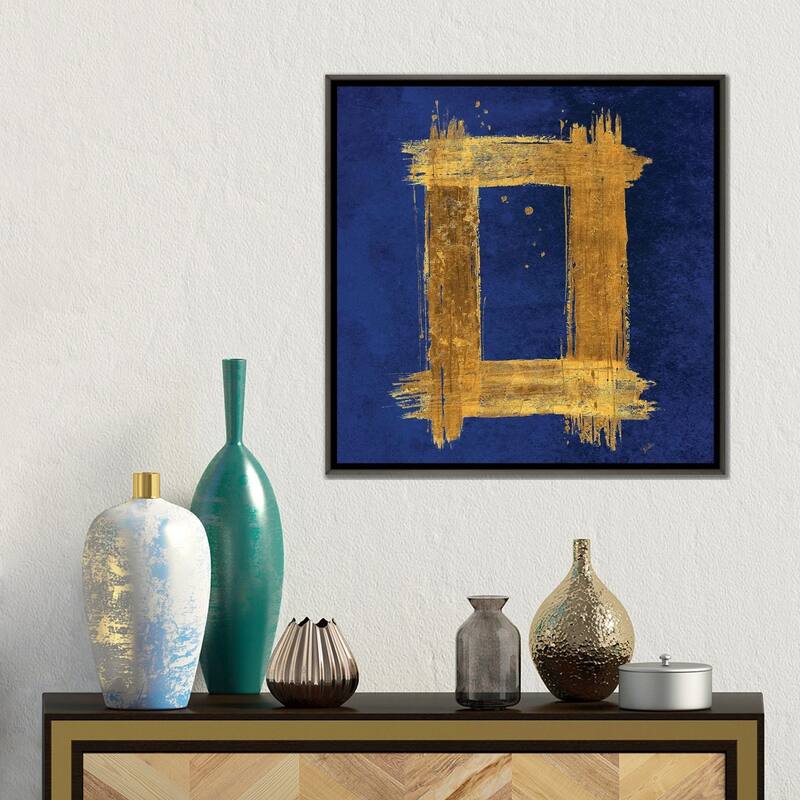 iCanvas "Gold Rectangle on Blue" by Patricia Pinto Framed