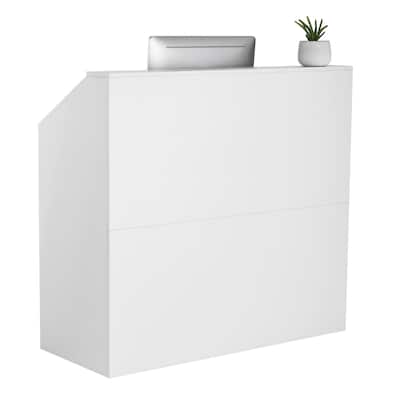 White MDF Reception Desk with Spacious Desktop and Easy Clean Surface