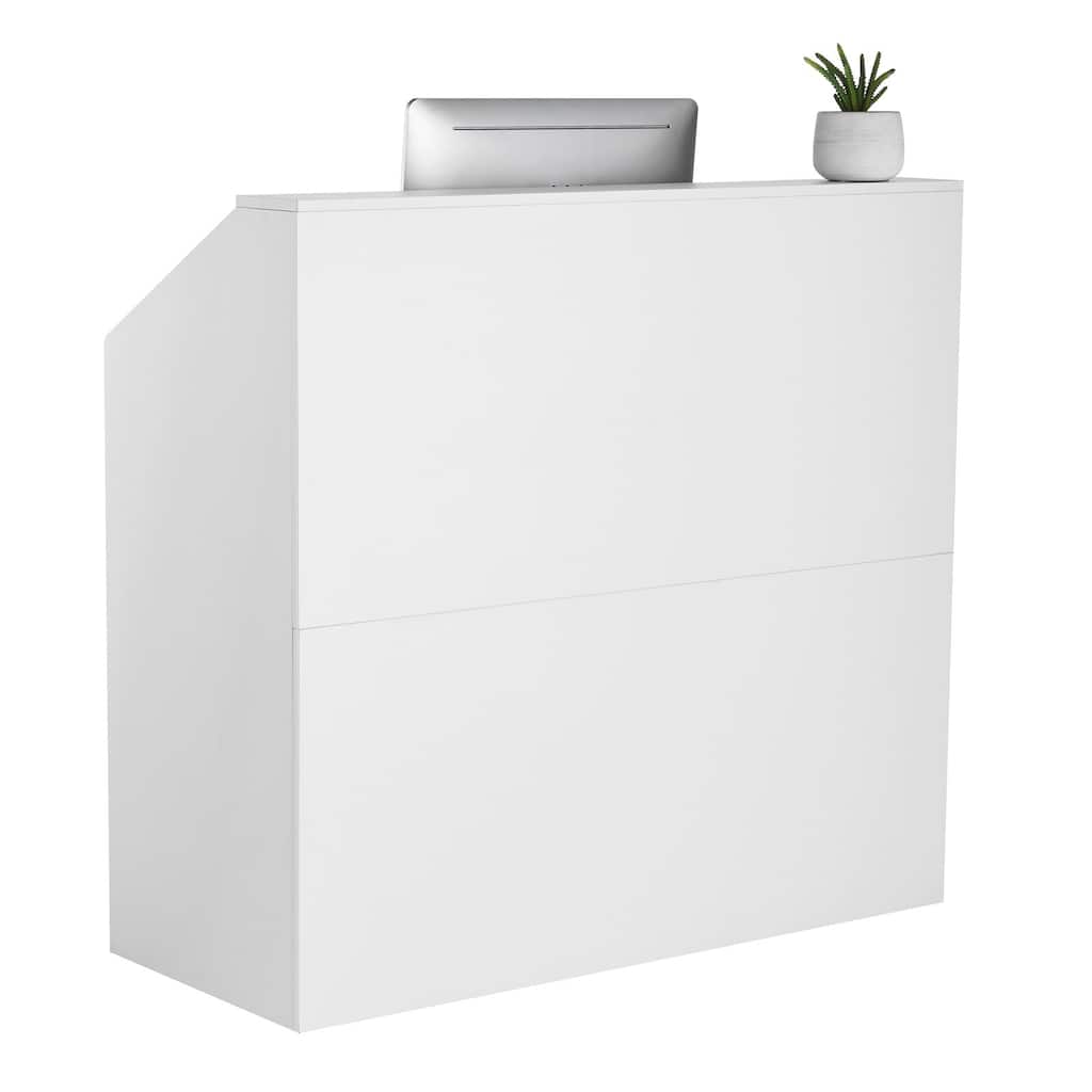 White MDF Reception Desk with Spacious Desktop and Easy Clean Surface