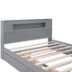 preview thumbnail 10 of 11, Queen Size Storage Bed Wood Platform Bed Frame with LED Light Headboard, 2 Pull-out Drawers and Twin Size Trundle, Gray
