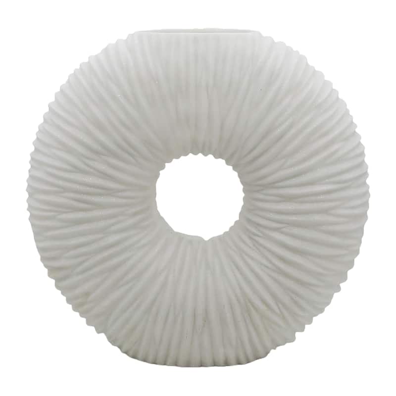 Sagebrook Home's Unique 21" Nataly Large Quartz Resin Vase - Elegant White Finish, Perfect for Modern Homes