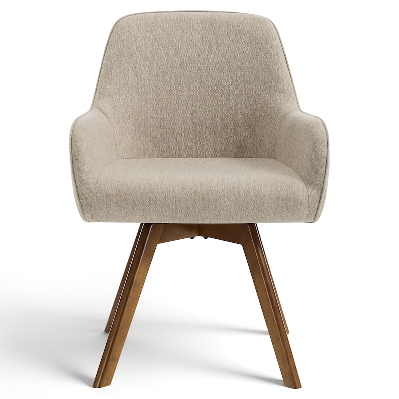 Swivel Upholstered Dining Chair Set of 2 Armchair with Beech Wood Legs - 33.3" H x 23.2" W x 22.4" D