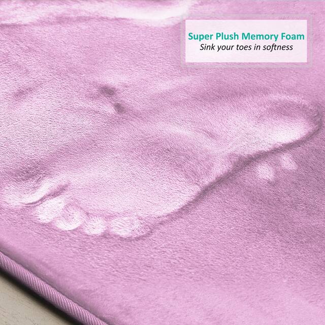 Clara Clark Ultra Soft Plush Bathroom Rug - Non-Slip, Velvet, Memory Foam Bath Mat - Set of 2