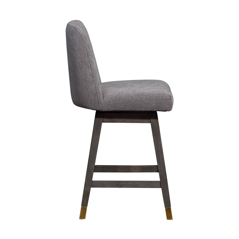 Amalie Upholstered Bar Stool, Swivel Counter Height Stool with Solid Wood Frame