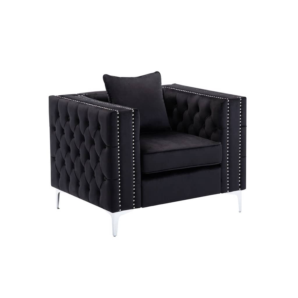 Velvet Accent Chair with Button Tufted