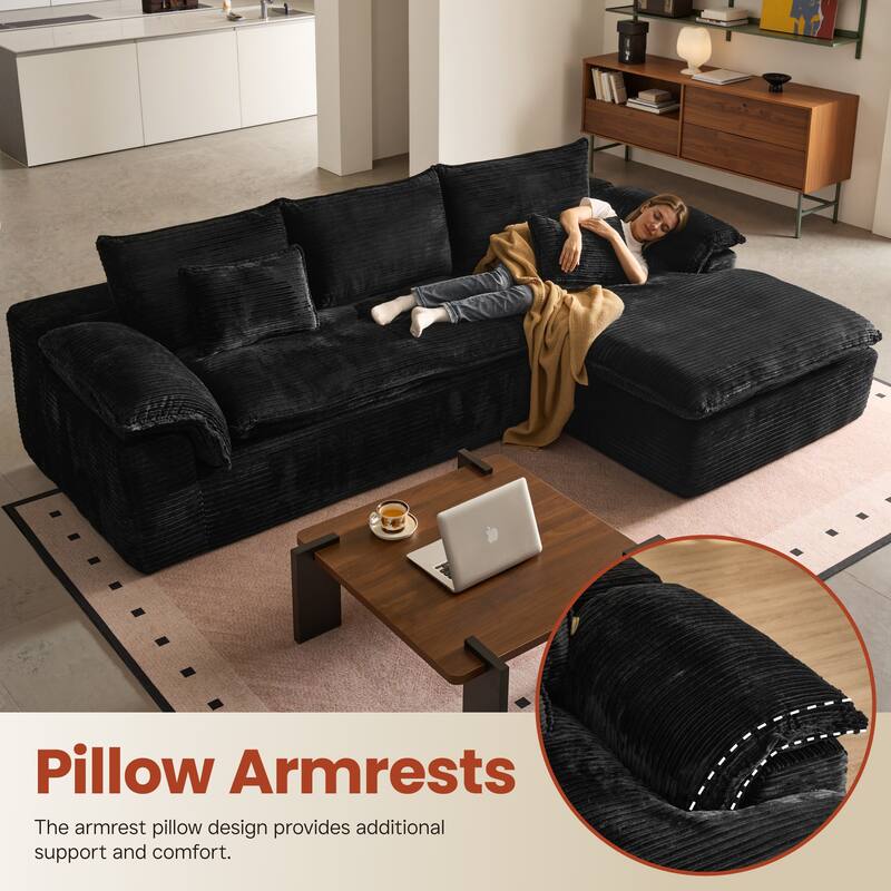 OVIOS L-Shaped Sofa with Dual-Tone Stripe Fabric​