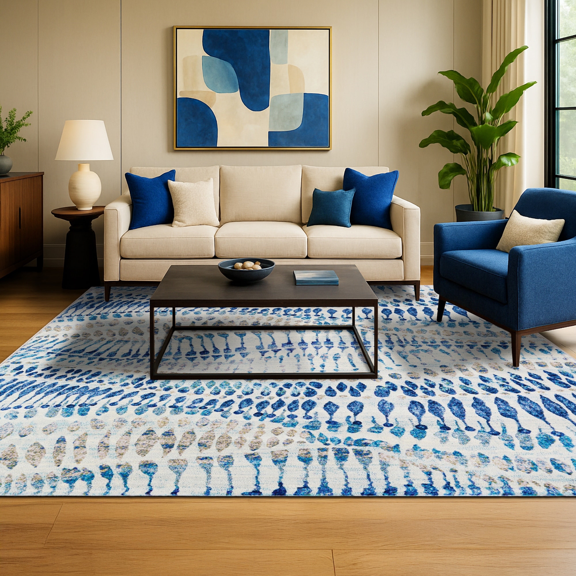 Dream Decor Rugs Provencal Charlot Blue Multicolor Area Rug