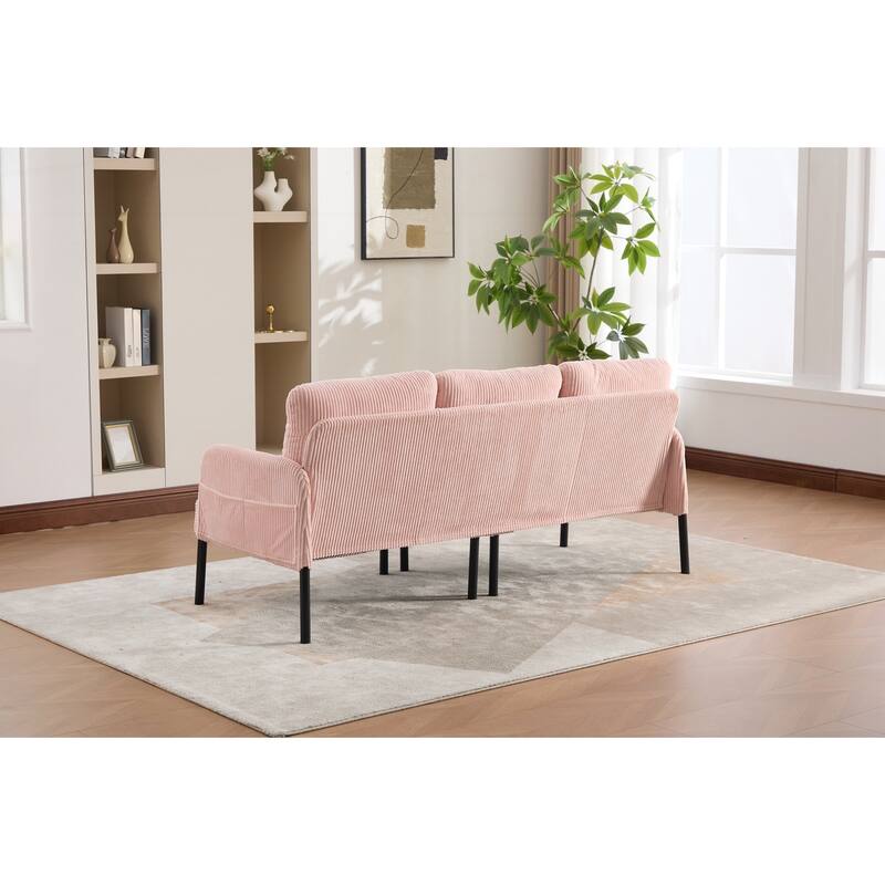 Oversized Loveseat, Modern & Plush Double-seater Sofa, Corduroy Upholstered Couch - Pink