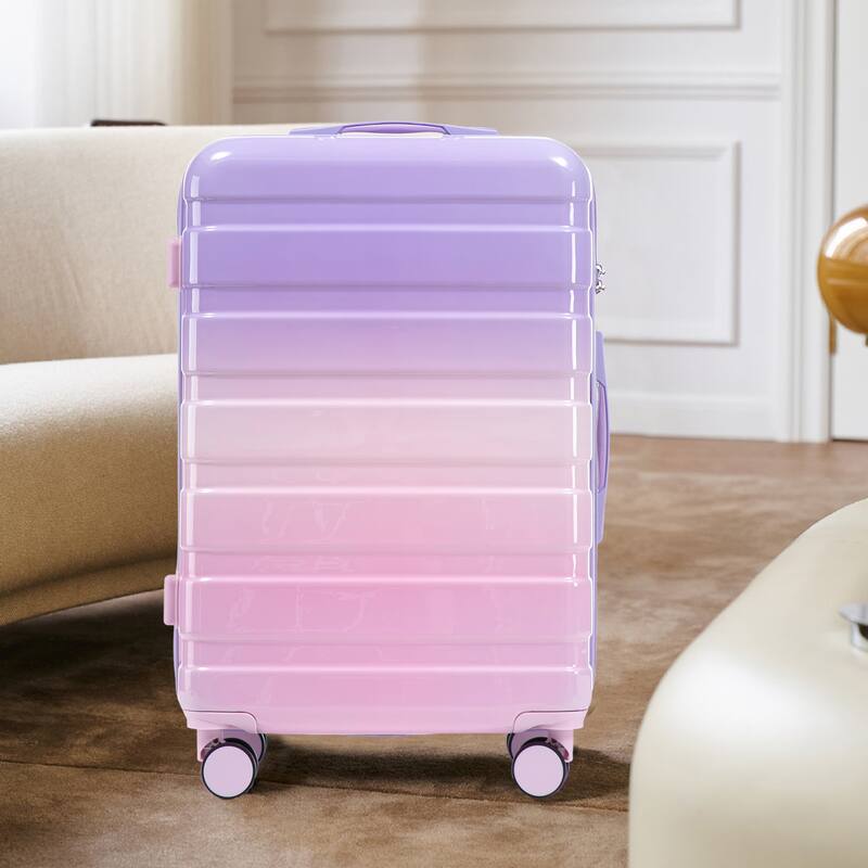 3-Piece, Modern Luggage Sets, Gradient Luggage with Combination Lock and 4 Swivel Wheels, for Boarding Travel, Pink Purple