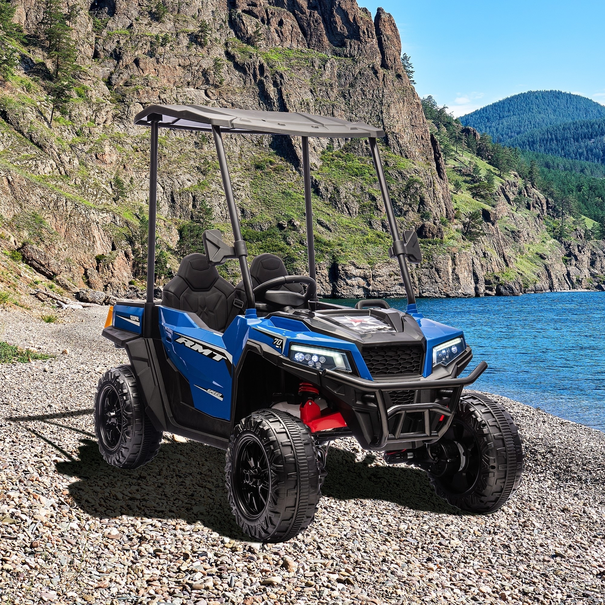 EROMMY 24V 2-Seater Ride-On Dump Truck – 4WD Powered UTV with Remote Control, LED Lights & Music