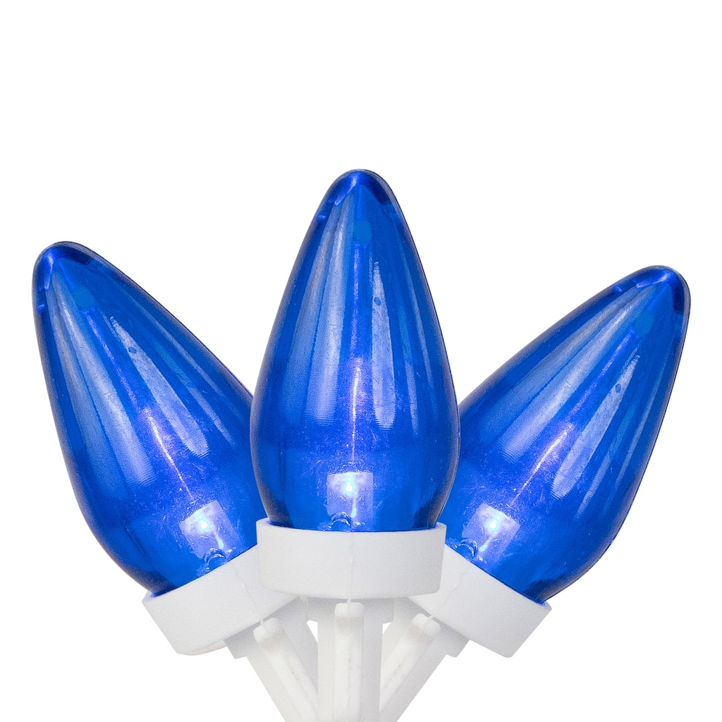 LED C7 Christmas Lights - Blue - 16' White Wire - 25ct