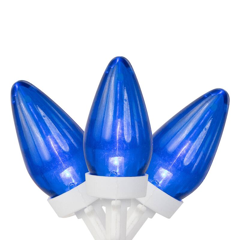LED C7 Christmas Lights - Blue - 16' White Wire - 25ct