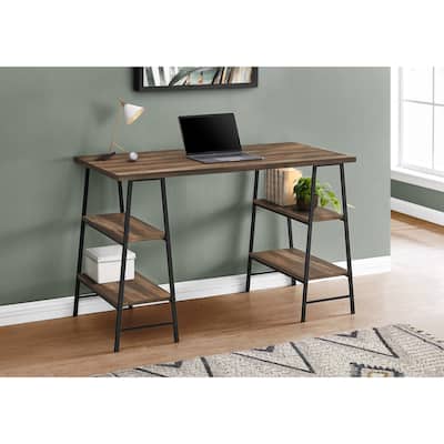 Industrial-Style Computer Desk with 4 Open Shelves