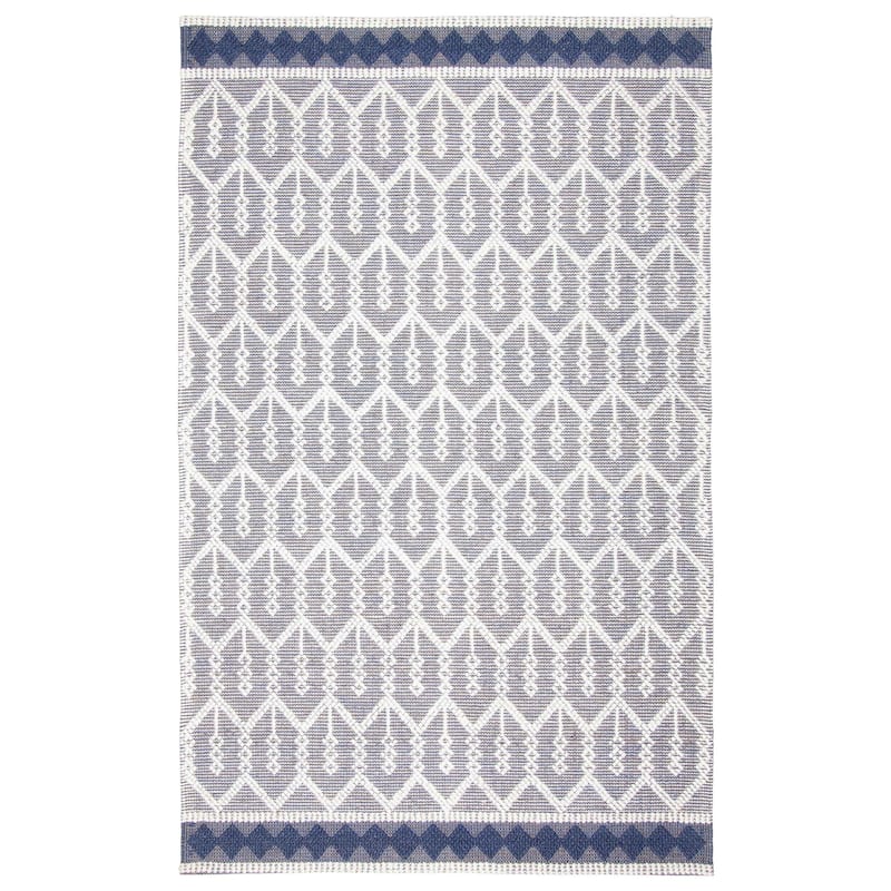 ECARPETGALLERY Braid weave Sienna Navy Wool Rug - 5'0 x 8'3 - Dark Navy - 5'0 x 8'3