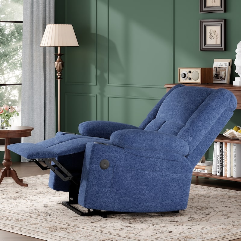 Massage Chair with USB Ports & Cup Holders, Power Lift Recliner Chair, Lounge Chaise Chair with Heat Function - Blue