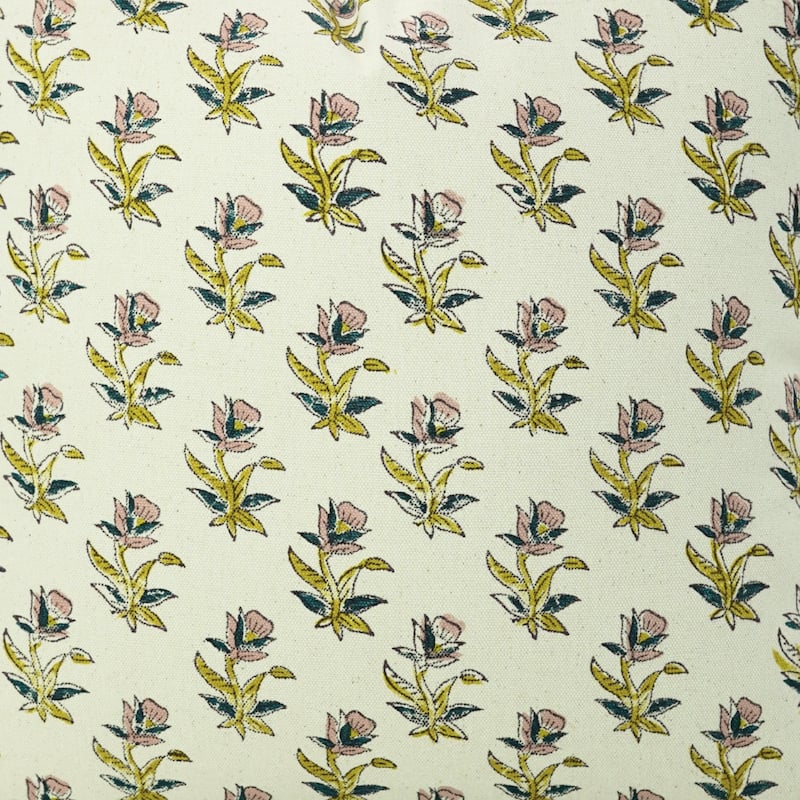 Fabdivine Hand Block Print Pillowcase in Cotton for Hotel Floral Cushion Cover Farmhouse Throw Décor, Coastal Tulip