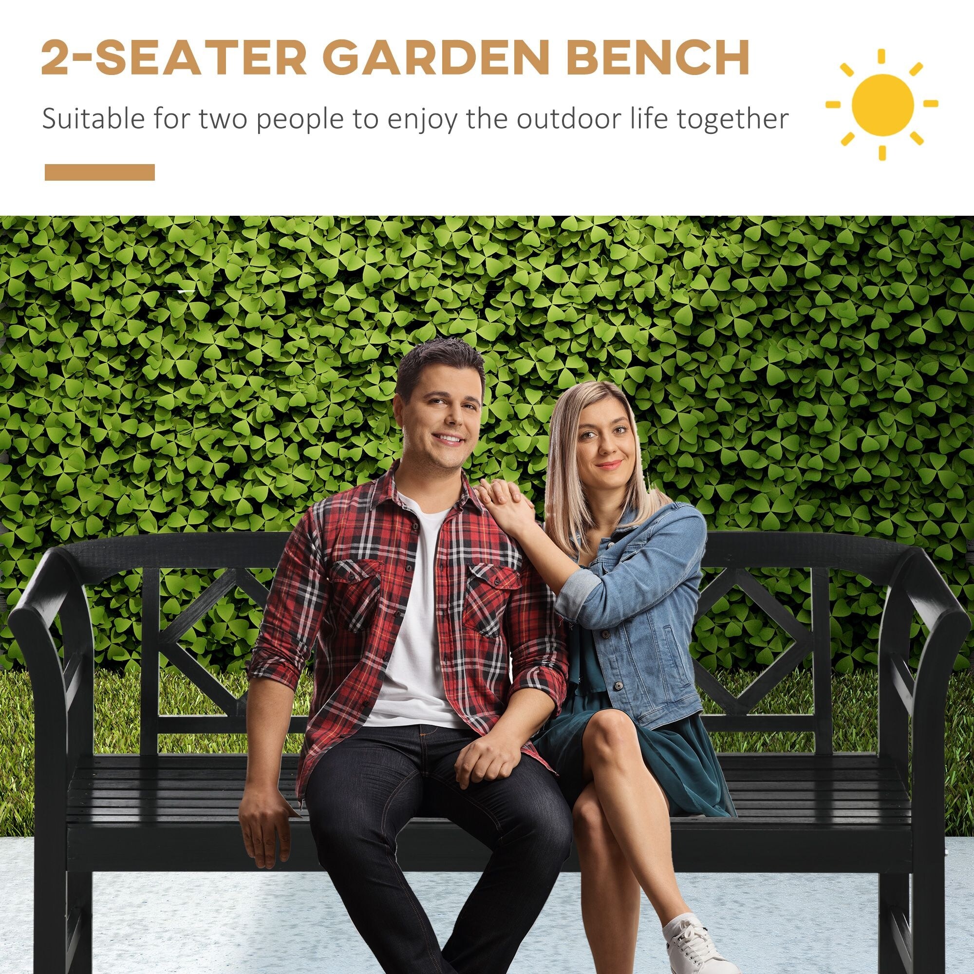 Outsunny Wooden Patio Bench Outdoor Garden Bench with Backrest and Armrests 3 Person Porch Bench On Sale Bed Bath Beyond 40477396