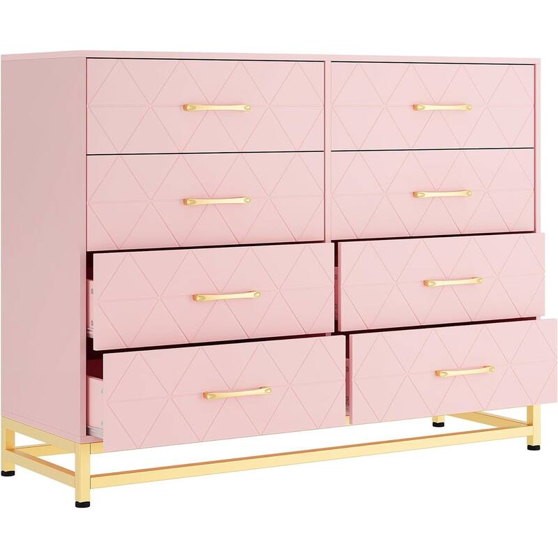 8 Drawer Dresser for Bedroom with Metal Handles