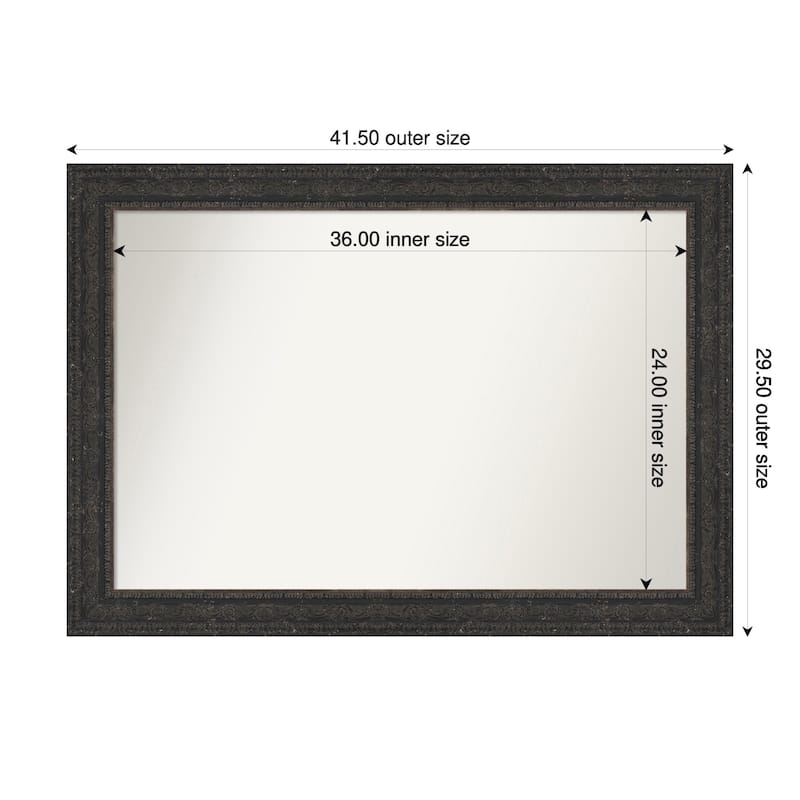 Attic Aged Non-Beveled Wood Framed Bathroom Vanity Wall Mirror - 42 x 30 in - Attic Aged Black