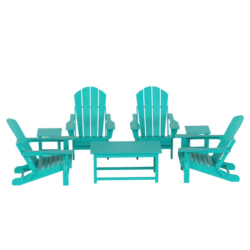Laguna Hdpe All Weather Outdoor Patio Foldable Adirondack Chairs Conversation Set (7-Piece Set)