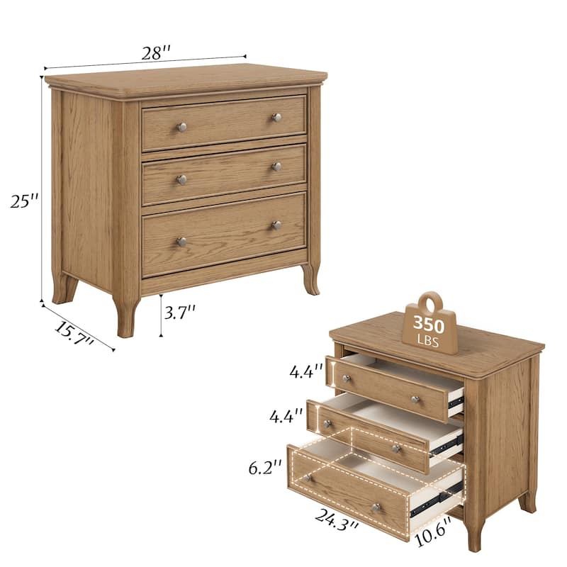 3-Drawer Nightstand for Bedroom and Living Room