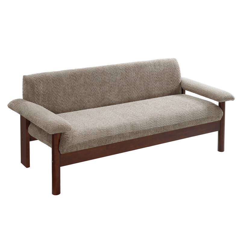 Roomfitters Modern Berber Fleece Loveseat Sofa with Armrest Pillows, 2-Seater Couch