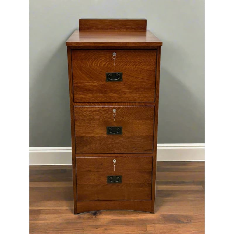 Mission Solid Oak 3 Drawer File Cabinet